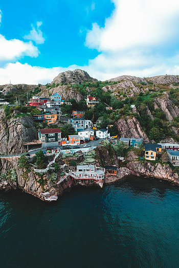 Nature, Mountains, Sea, Building, Rocks, Coast HD phone wallpaper