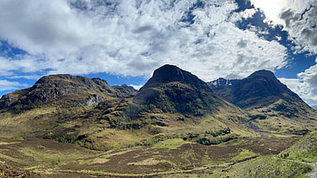 Three Sisters - Glencoe, Scottish Highlands, andscape, clouds, sky, scotland, rocks, mountains HD wallpaper