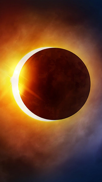 Solar eclipse illustration, Windows 10 spotlight HD phone wallpaper