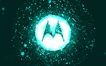 Motorola turquoise logo, , turquoise neon lights, creative, turquoise abstract background, Motorola logo, brands, Motorola HD wallpaper