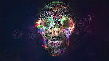 skull, abstract, bright HD wallpaper