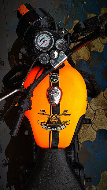 Classic 350, motorcycle, orange HD phone wallpaper
