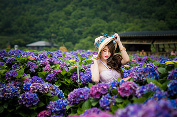 ღ, Hands, Beauty, Woman, Flowers, Hat HD wallpaper