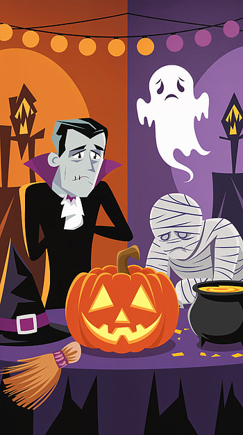 Spooky Halloween Party , halloween, cartoon, pumpkin, ghost HD phone wallpaper