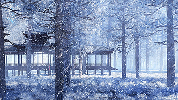 Winter forest, Winter, Japan, Gazebo, Snow HD wallpaper