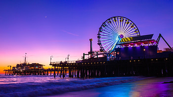 Fun Fair, Santa Monica Pier, Coastal paradise, Ocean breeze HD wallpaper