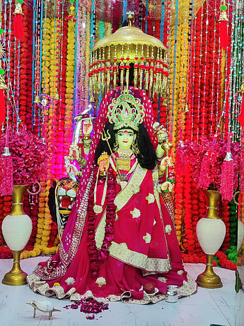 Durga Maa, durgamaa, pink, navratri, saree, god HD phone wallpaper