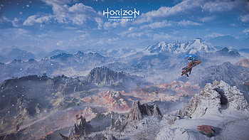 horizon forbidden west gliding at the sky, video game, mountain, landscape, Digital Art HD wallpaper