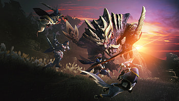 Monster Hunter Rise Epic Battle, video game, Monster Hunter Rise, fantasy, adventure, fantasy adventure HD wallpaper