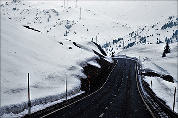 Winter, landscape, road, highway HD wallpaper
