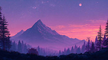 Dawn Over Majestic Mountain, mountain, dawn, forest, landscape, twilight HD wallpaper