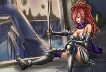 Erza Knightwalker, fairy tail, armour, red hair, long hair, anime, weapon, scarf, female HD wallpaper