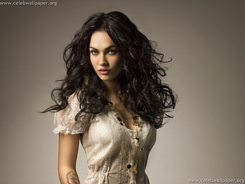 Megan Fox, black long hair, blue eyes, lips, actress, dress, female HD wallpaper