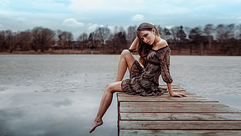 Girl Lake, girls, lake, graphy, model HD wallpaper
