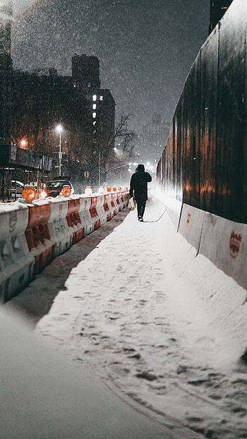 Miscellanea, Winter, Snow, Silhouette, Miscellaneous, Street, Snowstorm HD phone wallpaper