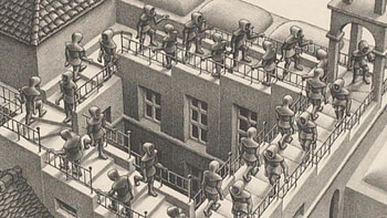 Ascending and Descending, M.C. Escher HD wallpaper
