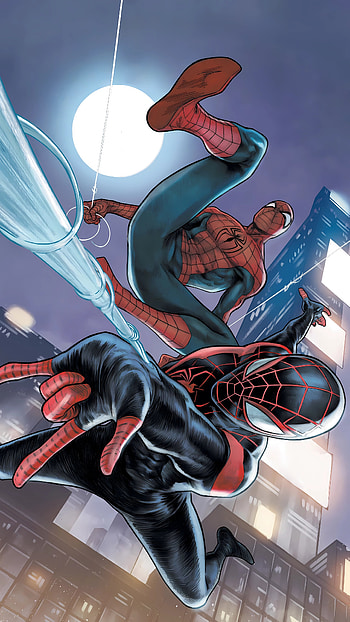 Miles & Spider-Man: Twin Webs | Night Swing — Dual Spider | Miles Morales Mobile Web Art, spider man, Miles Morales HD phone wallpaper