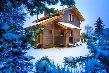 Winter house, house, trees, beautiful, fir, forest, ice, winter, frost, pine, snow, cottage HD wallpaper