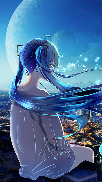 Hatsune Miku’s Midnight Melody – Stunning Blue-Haired Anime, blue hair, long hair, Hatsune Miku, Anime, Vocaloid HD phone wallpaper