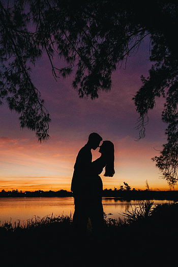 Sunset, Love, Silhouette, Romance HD phone wallpaper