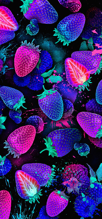 Strawberry, , blue, fruits, liquid, android HD phone wallpaper