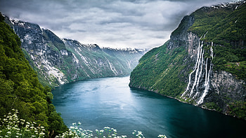 Seven Sisters The Fjords In Norway, nature, waterfall, sky, river, norway, world, beautiful-places HD wallpaper