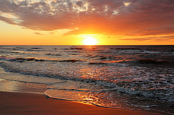 Beach sunset, sea, water, ocean, beach, sunset, sunrise HD wallpaper