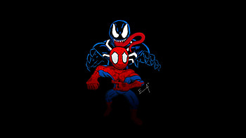 Little Spider Man And Venom, spiderman, venom, artist, artwork, behance, superheroes HD wallpaper