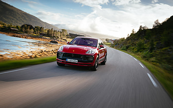 Porsche Macan GTS, , highway, 2021 cars, red Macan, 95B, 2021 Porsche Macan GTS, german cars, Porsche HD wallpaper