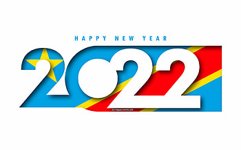 Happy New Year 2022 Democratic Republic of Congo, white background, Democratic Republic of Congo 2022, Democratic Republic of Congo 2022 New Year, 2022 concepts, Democratic Republic of Congo, Flag of Democratic Republic of Congo HD wallpaper