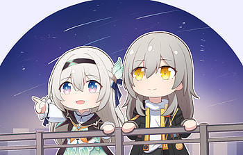 Honkai Star Rail : Firefly & Stelle Chibi Nightscape, Firefly (Honkai: Star Rail), Stelle (Honkai: Star Rail), Honkai: Star Rail HD wallpaper