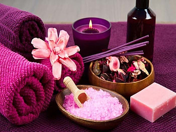 Spa - set, Flower, Towels, Candle, Oil, Salt, Soap HD wallpaper