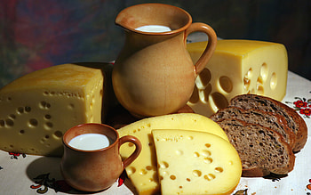 Milk and bread, Cheese HD wallpaper