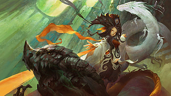 Fantasy, Art, Girl, Dragon, Chi Mei Gui, Wu Xuan Lan HD wallpaper