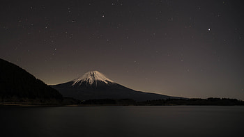Mount Fuji Lake Tanuki Night Relaxing View, mount-fuji, mountains, nature, japan, world, sky, night HD wallpaper