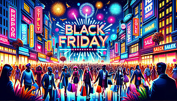 Vibrant Black Friday Shopping Frenzy, black friday, Shopping, crowd, neon lights HD wallpaper