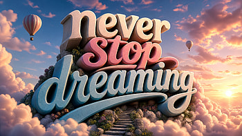 Never Stop Dreaming — Skyscape | Dream On in | Endless Dreams, Inspirational Quote, Typography HD wallpaper