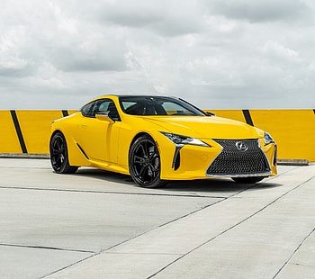 Yellow, luxurious sedan, Lexus LC 500 HD wallpaper