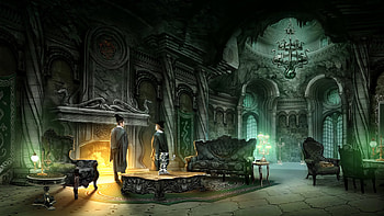 Concept Art: Slytherin Common Room, Hogwarts Castle, Slytherin (Harry Potter), video game, Hogwarts Legacy HD wallpaper