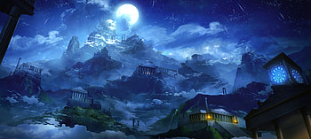Fantasy, Art, Architecture, Moon, Building HD wallpaper