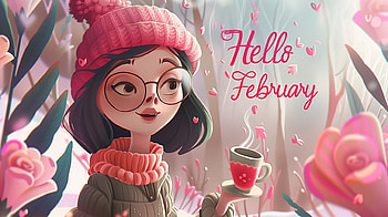 Hello February - Charming Animated Character, february HD wallpaper