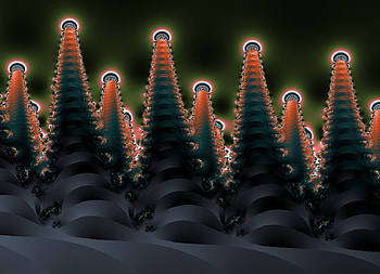 Dark Forest, black, color, fractals, colors, orange, dark, green, fractal, forest HD wallpaper
