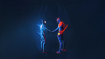 Miles Morales And Spiderman 2099 , spiderman-2099, miguel-o-hara, spider-man-miles-morales, spiderman, superheroes, artist, artwork, digital-art HD wallpaper