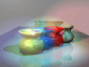 pots, shadow, colour, light HD wallpaper