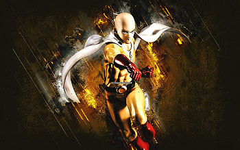 Saitama, One Punch Man, Japanese manga, anime characters, One Punch Man characters, Saitama One Punch Man, yellow stone background HD wallpaper