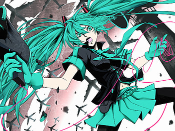 Hatsune Miku - Love is War, mega, radical, awesome, nice, hatsune, tower, bombers, aqua eyes, white, hatsune miku, twintail, girl, headset, singer, aqua, planes, war, burst, purple, anime, pretty, virtual, black, song, heads, cute, vocaloid, beauty, miku, music, vocaloids, thighhighs, program, love is war, skirt, beautiful, diva, tie, pink, gray, airplanes, aqua hair, battle, cool, idol, micro HD wallpaper
