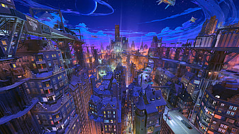 Future City Comic Art, city, artist, artwork, digital-art, deviantart, colorful HD wallpaper