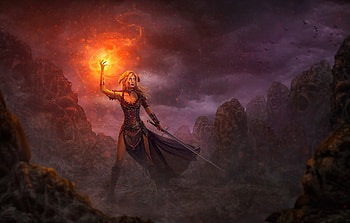 Warrior Woman Doing Magic, artist, artwork, digital-art, warrior HD wallpaper
