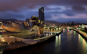 Guggenheim Museum, Bilbao landscape, Spain museum, Artistic masterpiece HD wallpaper