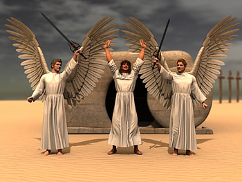 He has risen!, rising, Easter, Jesus, Grave, Victory, Angel HD wallpaper